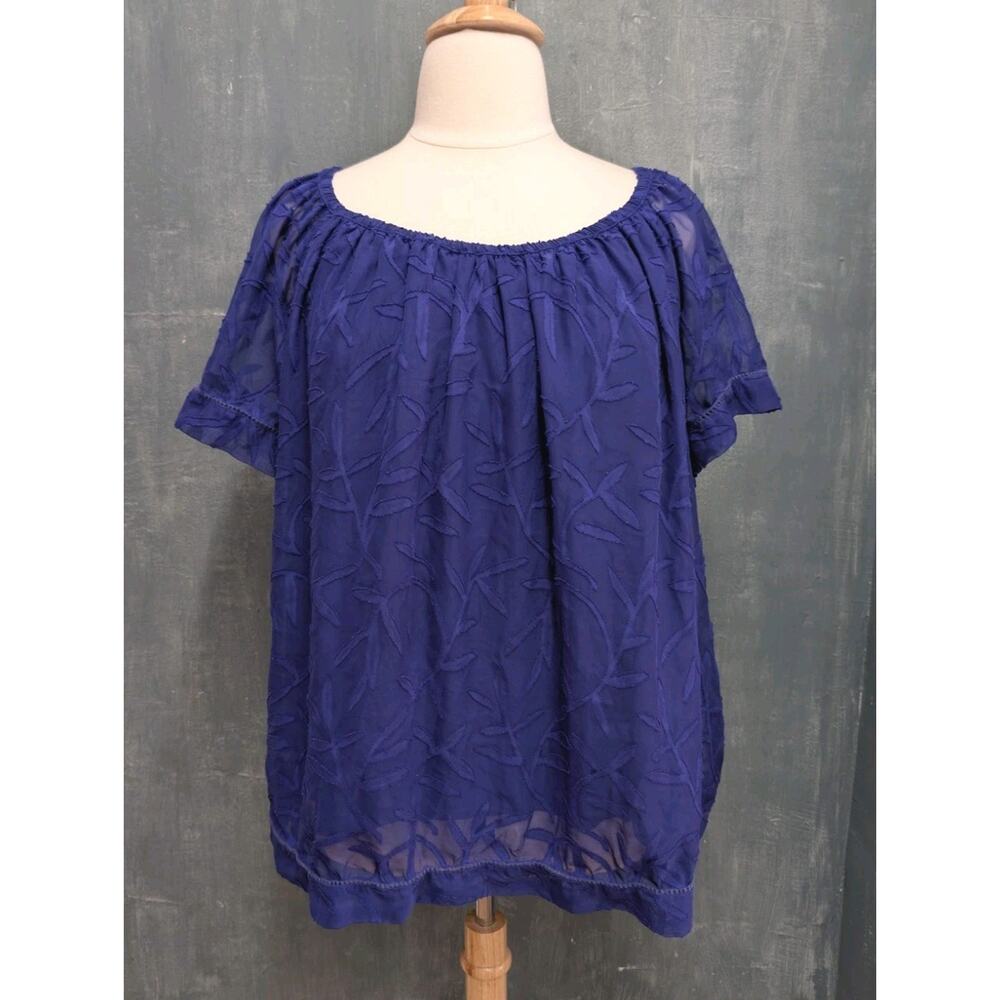St. John's Bay Vibrant Purple Short Sleeve Blouse SIZE 3X